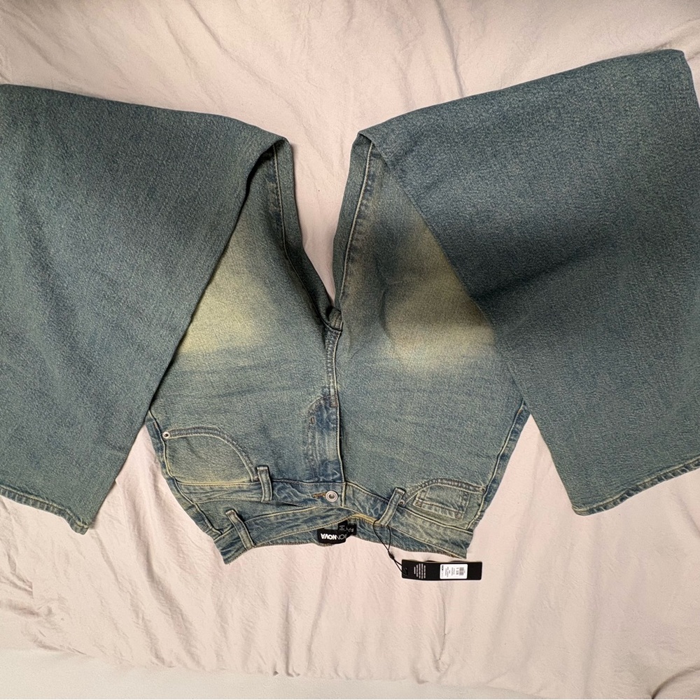 Fashion Nova Vintage Wash Blue Crossover Jeans